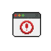 red circle exclamation mark pop out sign in pixel art style vector