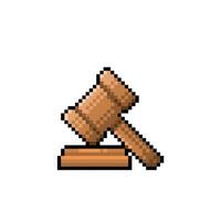 wooden hammer in pixel art style vector