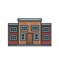 town building in pixel art style vector