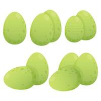 Set of different combinations of green dragon eggs vector