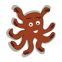 brown octopus sticker vector illustration