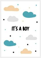 It's a boy. Gender party greeting card vector