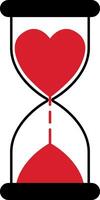 Hourglass with heart time love, timer for lovers vector