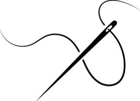 Wriggling thread around sewing needle logo clothing atelier vector