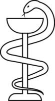 emblema serpiente envuelto alrededor pierna búho firmar medicina serpiente cuenco vector