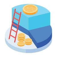 An isometric icon of business profit vector