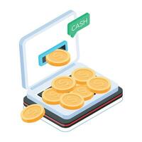 Modern isometric icon of money vector