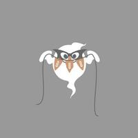 happy halloween holiday festival with ghost and boo text, flat vector illustration cartoon character design