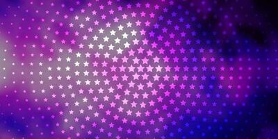 Dark Purple, Pink vector background with colorful stars.