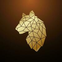 Golden tiger head in geometric style. vector