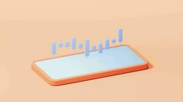 bar diagram met groei tendens, 3d weergave. video