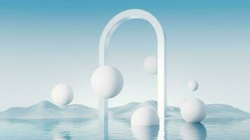 Water surface with round balls background, 3d rendering. video