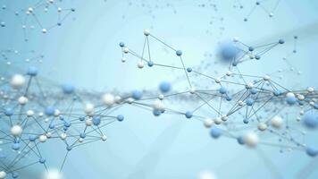 biologie structuur lijnen en deeltjes, 3d weergave. video