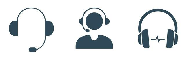 headphones and microphone icon. call center agent with headphone vector illustration.