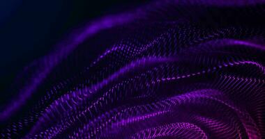 Abstract background with wavy shape particles, digital purple waves. Seamless loop 4k video