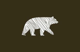 bear with wood texture vector illustration