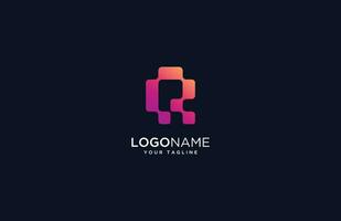 letter R technology logo design element vector