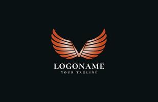 wings logo design element , letter V with wings logo design template vector