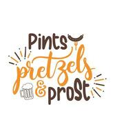 Octoberfest pints pretzels and prist vector