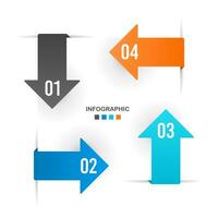 4 arrows infographic process square template. Vector illustration.