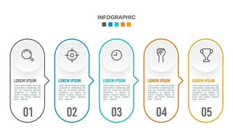 Infographic frame thin line. 5 business processes to success. Vector illustration.