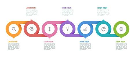 Timeline infographic circle 7 steps to success. Vector illustration.