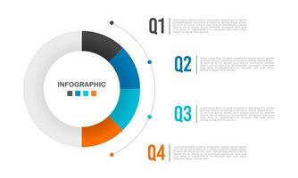 4-quarter infographic circle process template. Vector illustration.