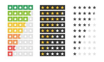 Set of rating stars. Review, Website, Application, and Service. Vector illustration.