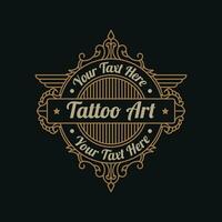 Vintage luxury tattoo studio lettering logo with decorative ornamental frame. - Vector. vector