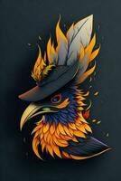 A detailed illustration of a Phoenix for a t-shirt design, wallpaper and fashion photo