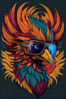 A detailed illustration of a Phoenix for a t-shirt design, wallpaper and fashion photo