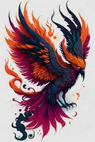 A detailed illustration of a Phoenix for a t-shirt design, wallpaper and fashion photo