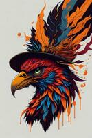 A detailed illustration of a Phoenix for a t-shirt design, wallpaper and fashion photo