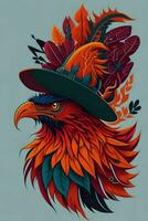 A detailed illustration of a Phoenix for a t-shirt design, wallpaper and fashion photo