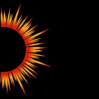 Sun light ring vector illustration on back square background.