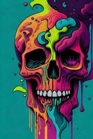 A detailed illustration of a skull for a t-shirt design, wallpaper and fashion photo