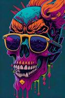 A detailed illustration of a skull for a t-shirt design, wallpaper and fashion photo