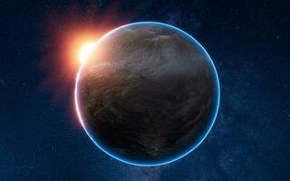 Planet in the outer space, 3d rendering. photo