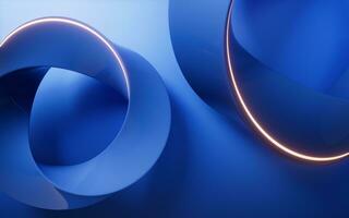 Blue curve geometry background, 3d rendering. photo