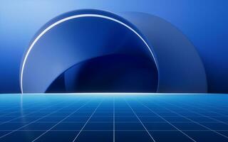 Blue curve geometry background, 3d rendering. photo