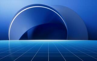 Blue curve geometry background, 3d rendering. photo