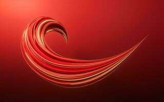 Flowing red geometry lines, 3d rendering. photo