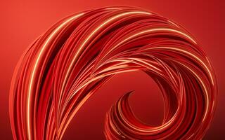 Flowing red geometry lines, 3d rendering. photo