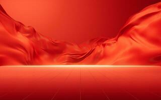 Flowing red cloth background, 3d rendering. photo