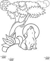 Vector wolf animal coloring page for kids - wolf coloring  pages- vector