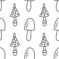 Seamless mushrooms background. Background for Halloween party. Amanita Vector illustration