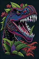 A detailed illustration of a Tyrannosaurus for a t-shirt design, wallpaper and fashion photo