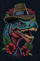 A detailed illustration of a Tyrannosaurus for a t-shirt design, wallpaper and fashion photo