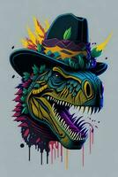 A detailed illustration of a Tyrannosaurus for a t-shirt design, wallpaper and fashion photo