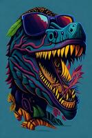 A detailed illustration of a Tyrannosaurus for a t-shirt design, wallpaper and fashion photo